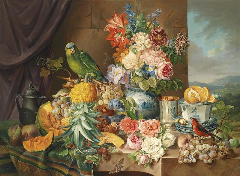 Herdabdeckplatte - Vögel und Blumen