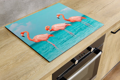 Herdabdeckplatte - Drei Flamingos