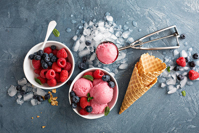 Herdabdeckplatte - Obst und Eiscreme