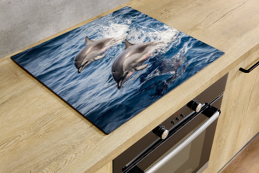 Herdabdeckplatte - Zwei Delphine