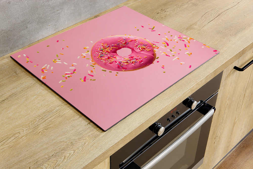 Herdabdeckplatte - Rosa Donut