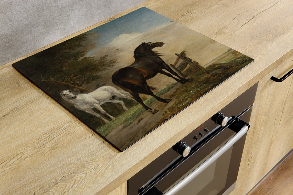 Herdabdeckplatte - Malerei Zwei Pferde