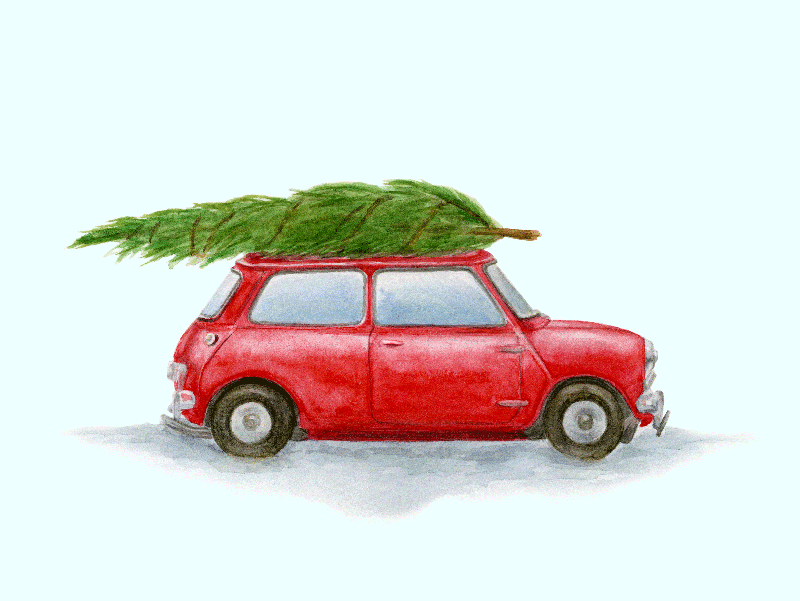 Herdabdeckplatte - Weihnachts-Auto