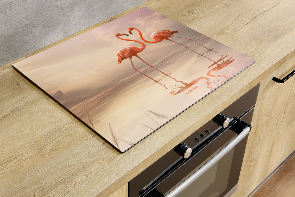 Herdabdeckplatte - Liebender Flamingo