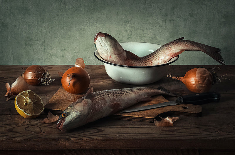 Herdabdeckplatte - Stilleben Frischfisch