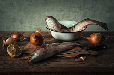 Herdabdeckplatte - Stilleben Frischfisch