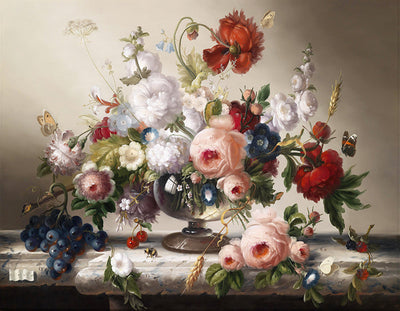 Herdabdeckplatte - Vase mit Blumen