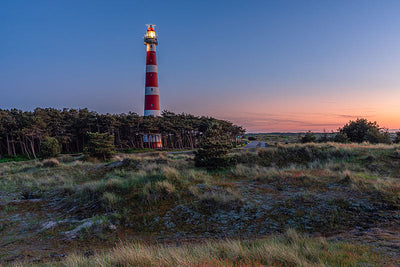 Herdabdeckplatte - Leuchtturm mit Sonnenuntergang